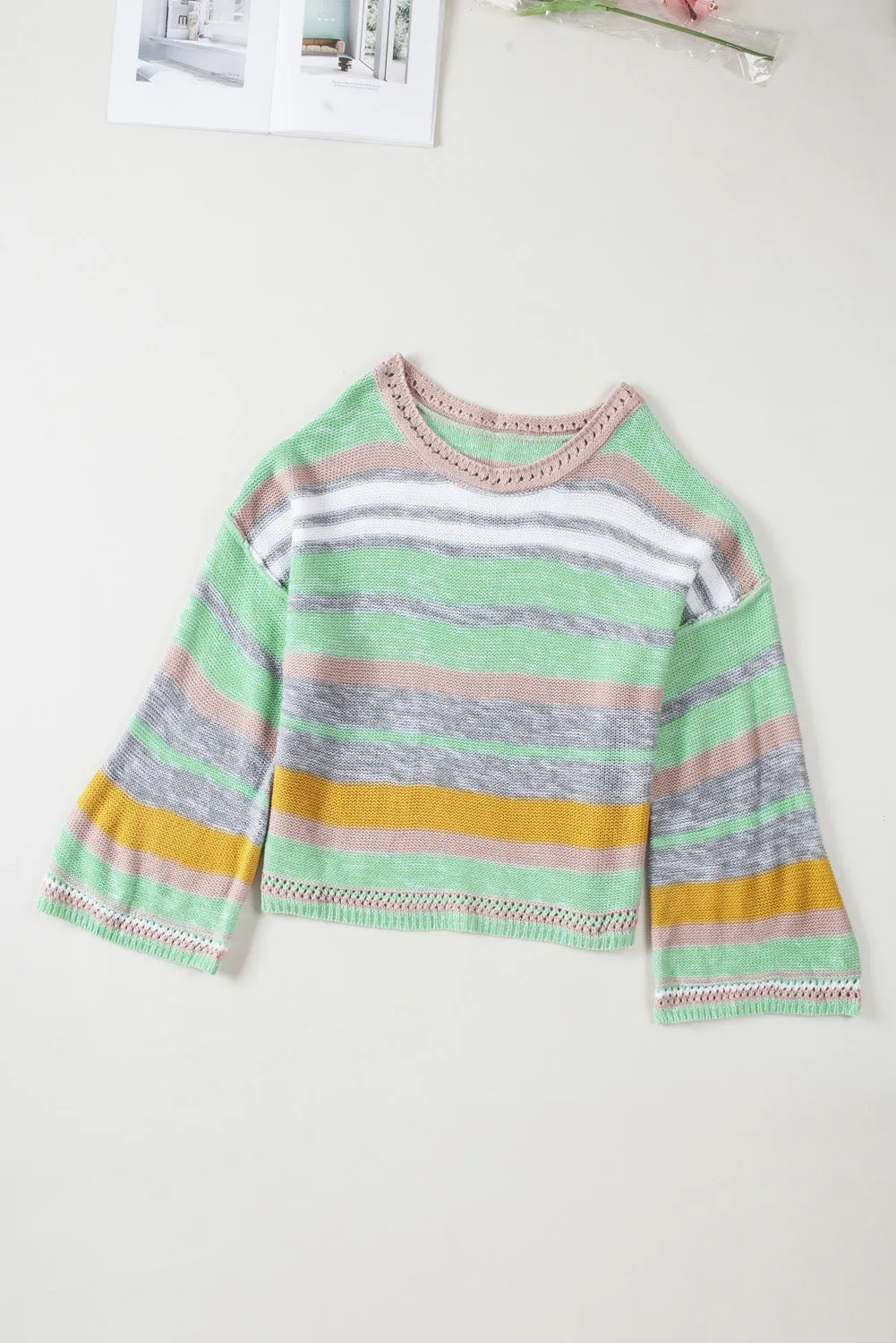 Striped Bell Sleeves Loose Sweater