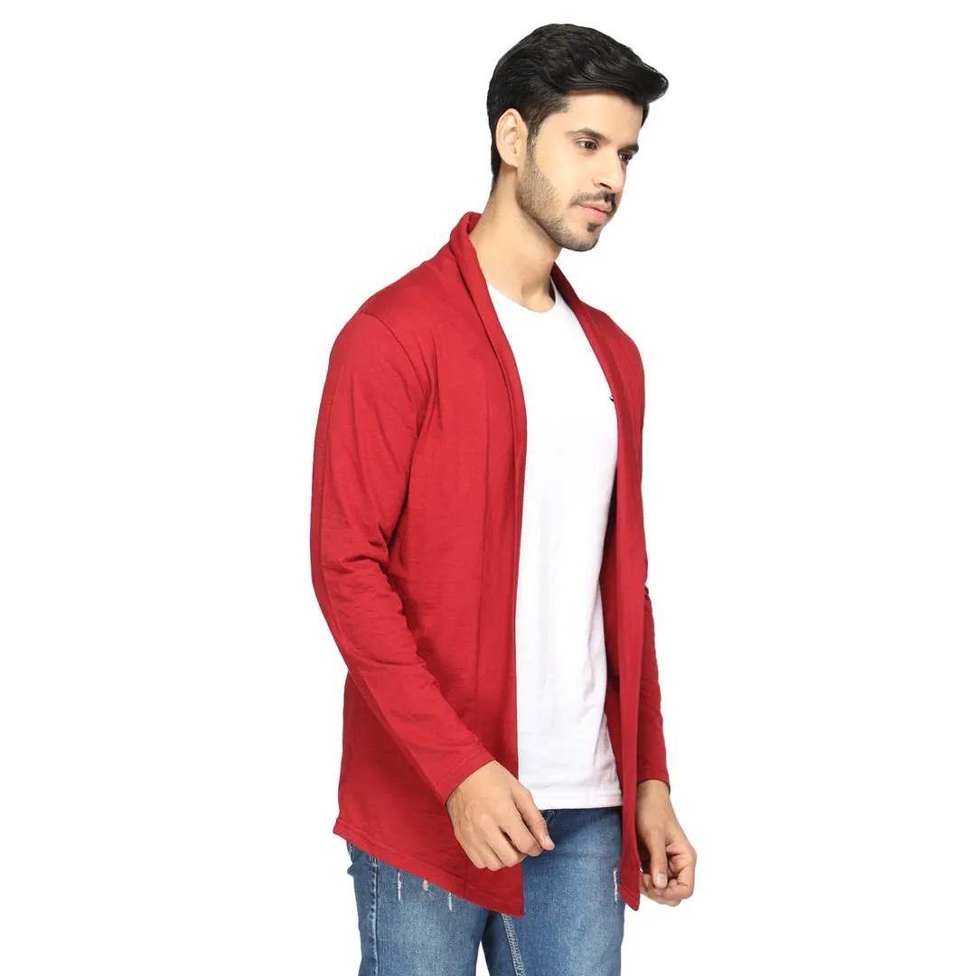 Stylish Maroon Cotton Solid Shrug For Men