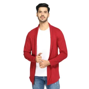 Stylish Maroon Cotton Solid Shrug For Men