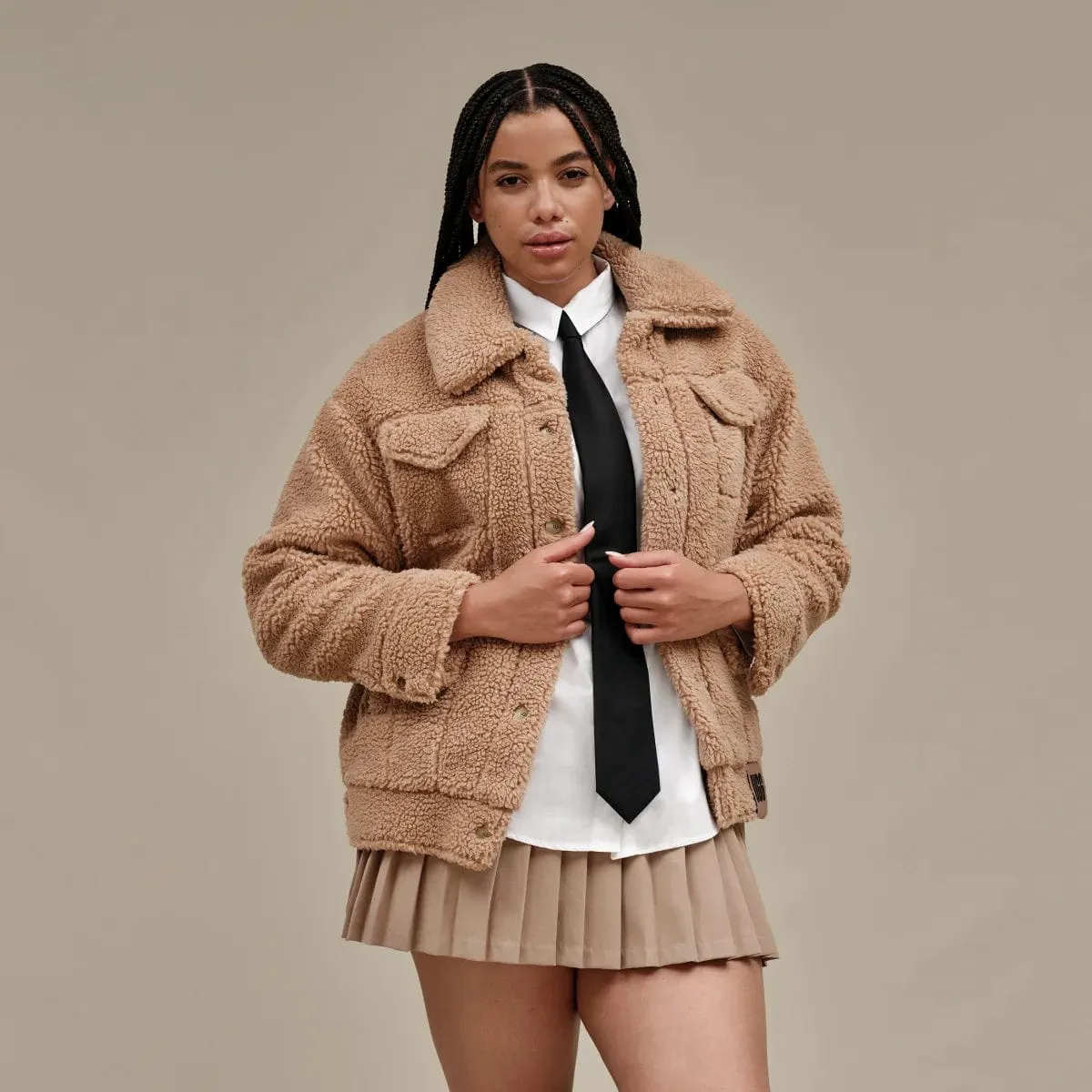 UGG Women's Frankie UGGfluff Trucker Jacket In Camel