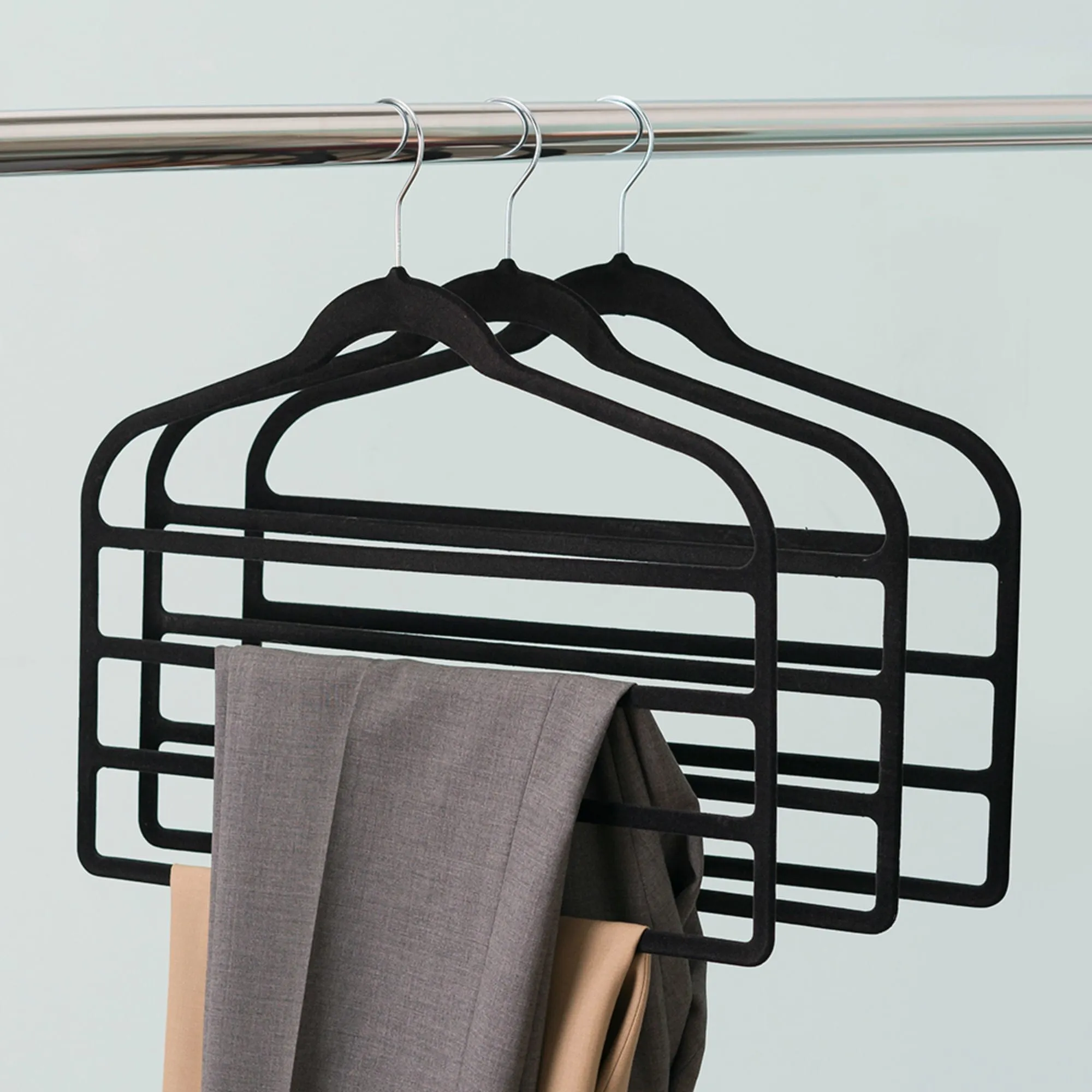 Velvet Trouser Hanger, (Pack of 3), Black