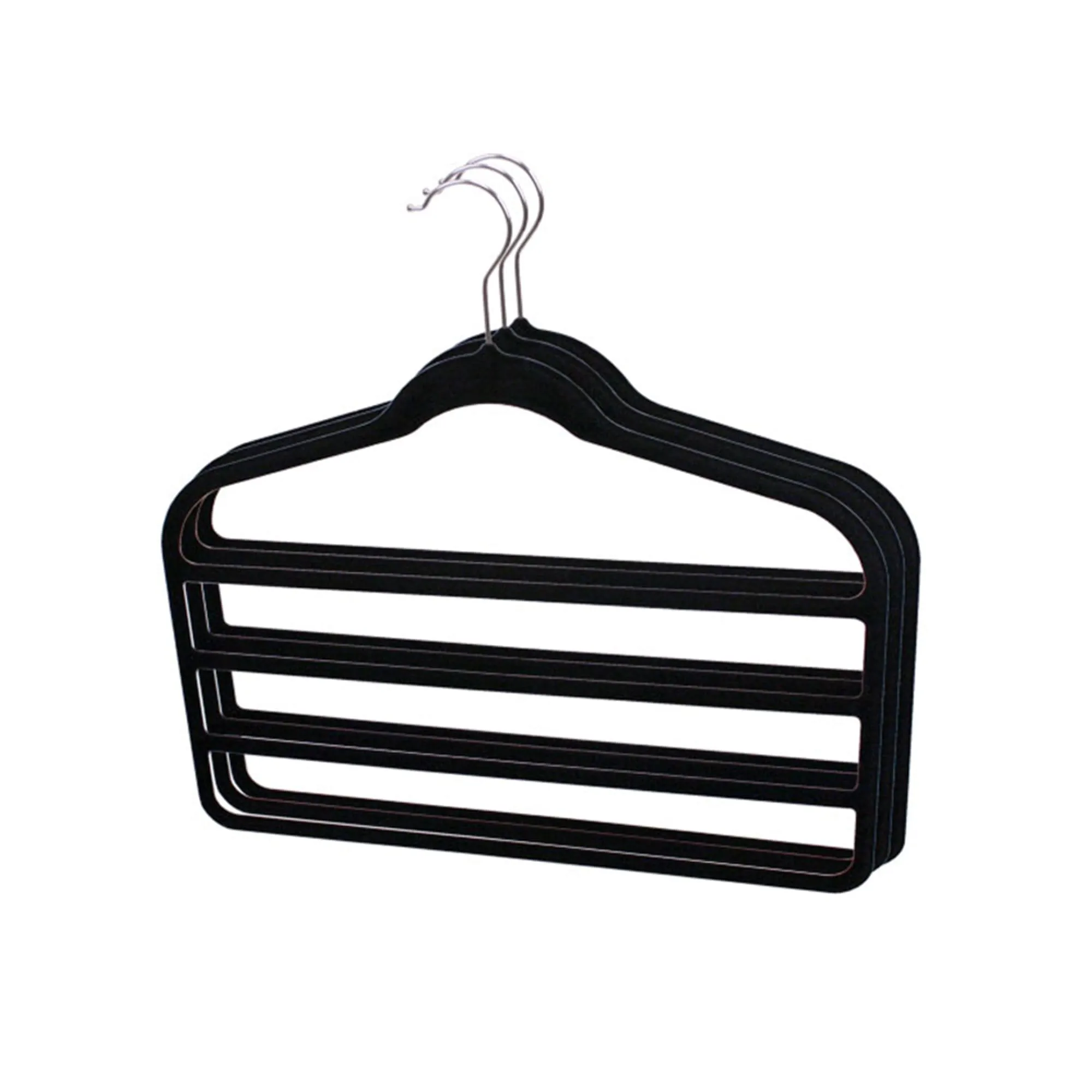 Velvet Trouser Hanger, (Pack of 3), Black