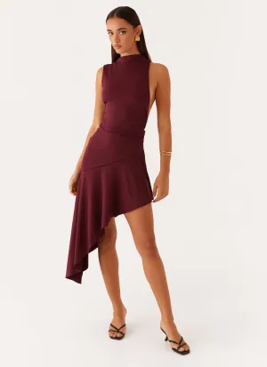 Venetia Asymmetric Maxi Dress - Deep Maroon