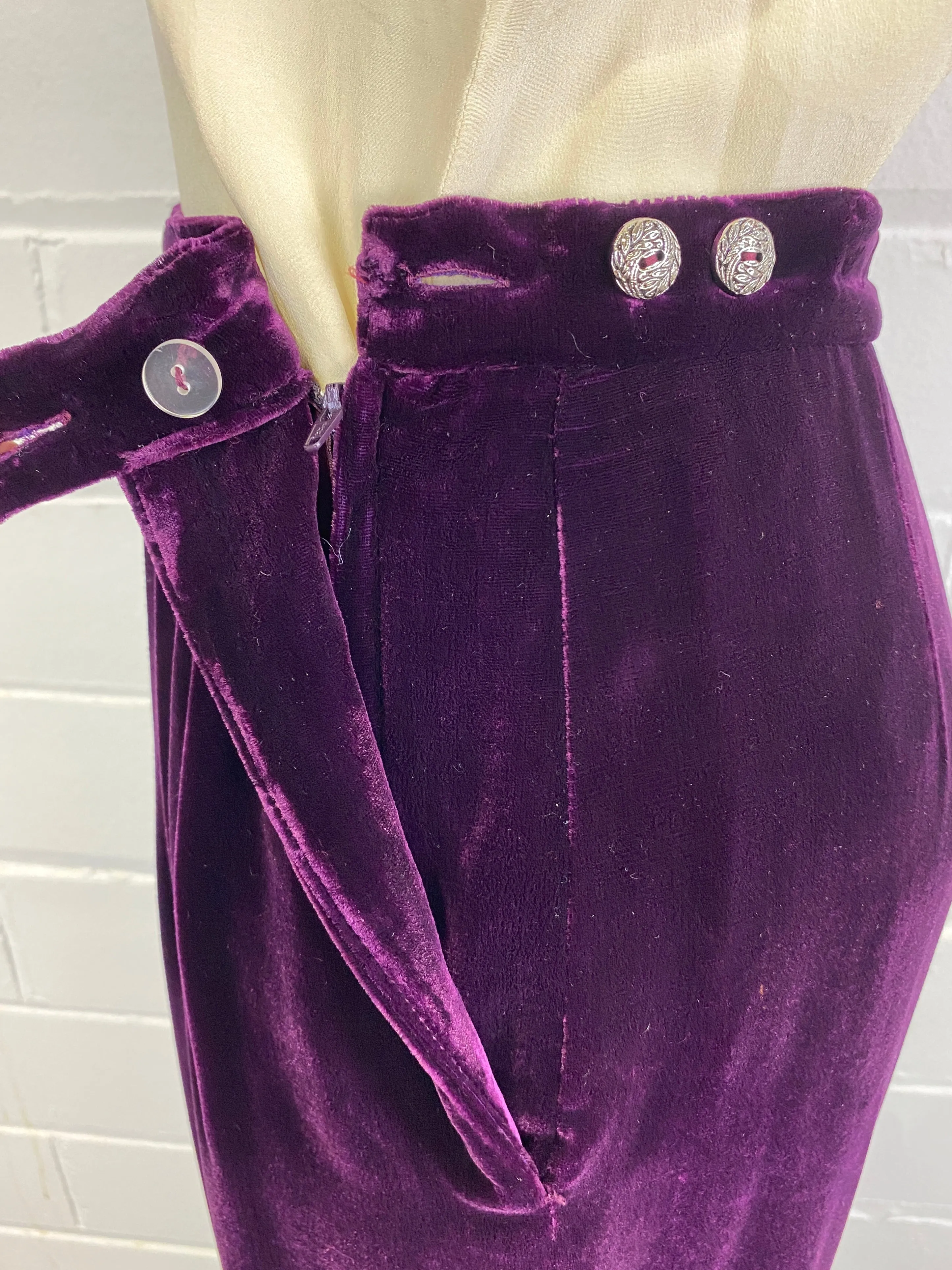 Vintage 1980s Purple Velvet Liz Claiborne Pleated Trousers, W27