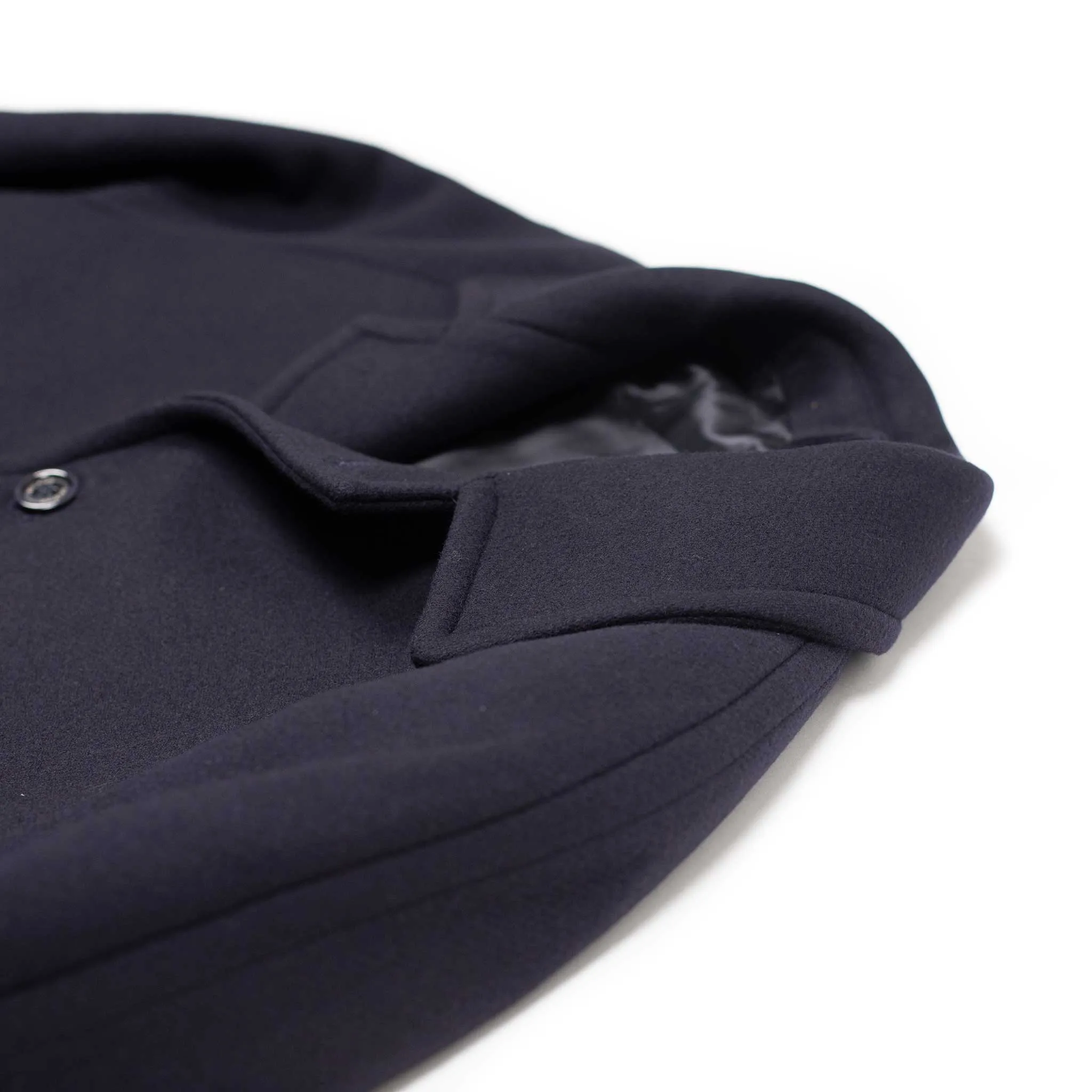 Vittorio raglan coat, navy wool felt