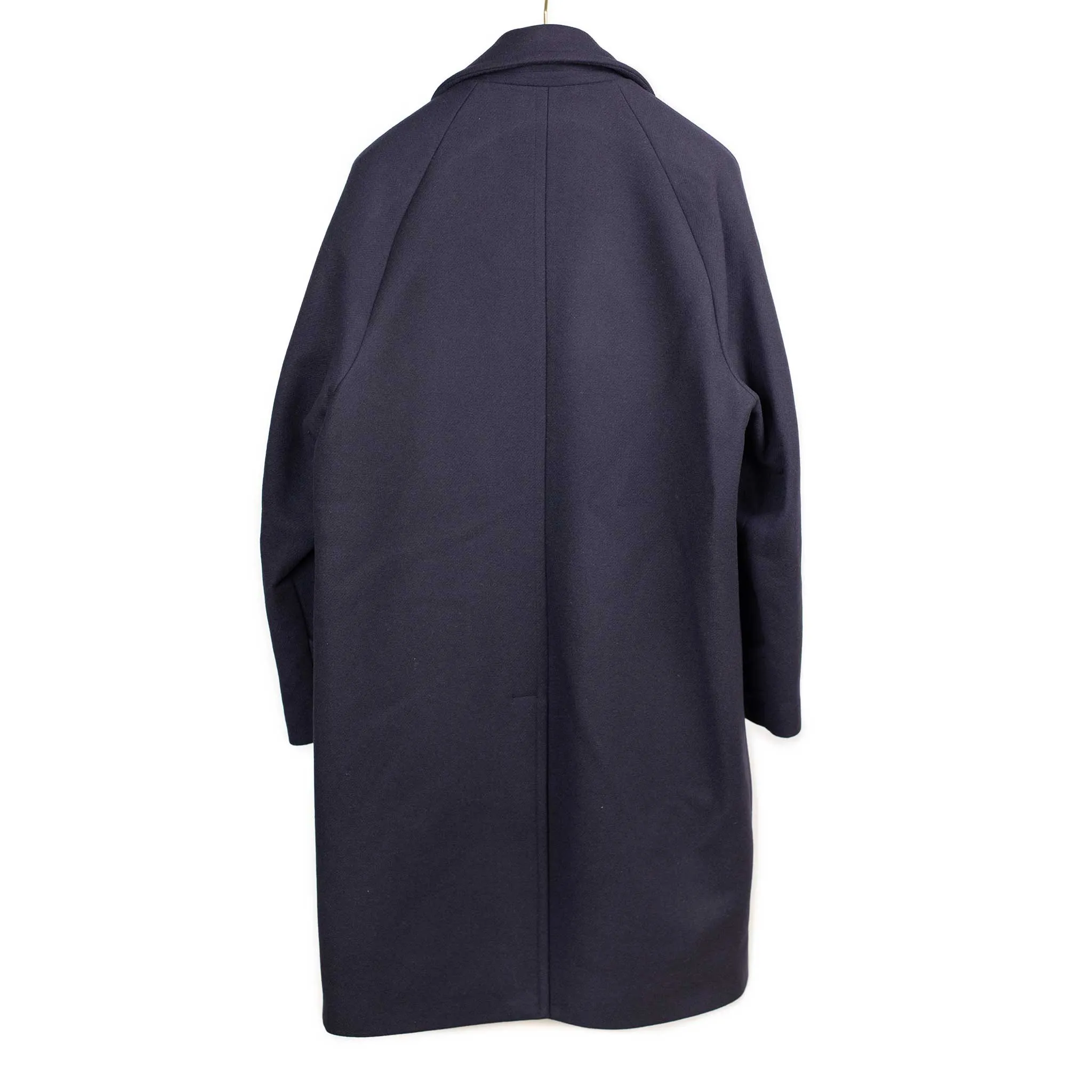 Vittorio raglan coat, navy wool felt