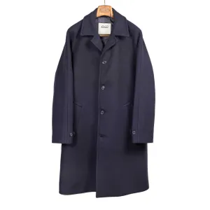 Vittorio raglan coat, navy wool felt