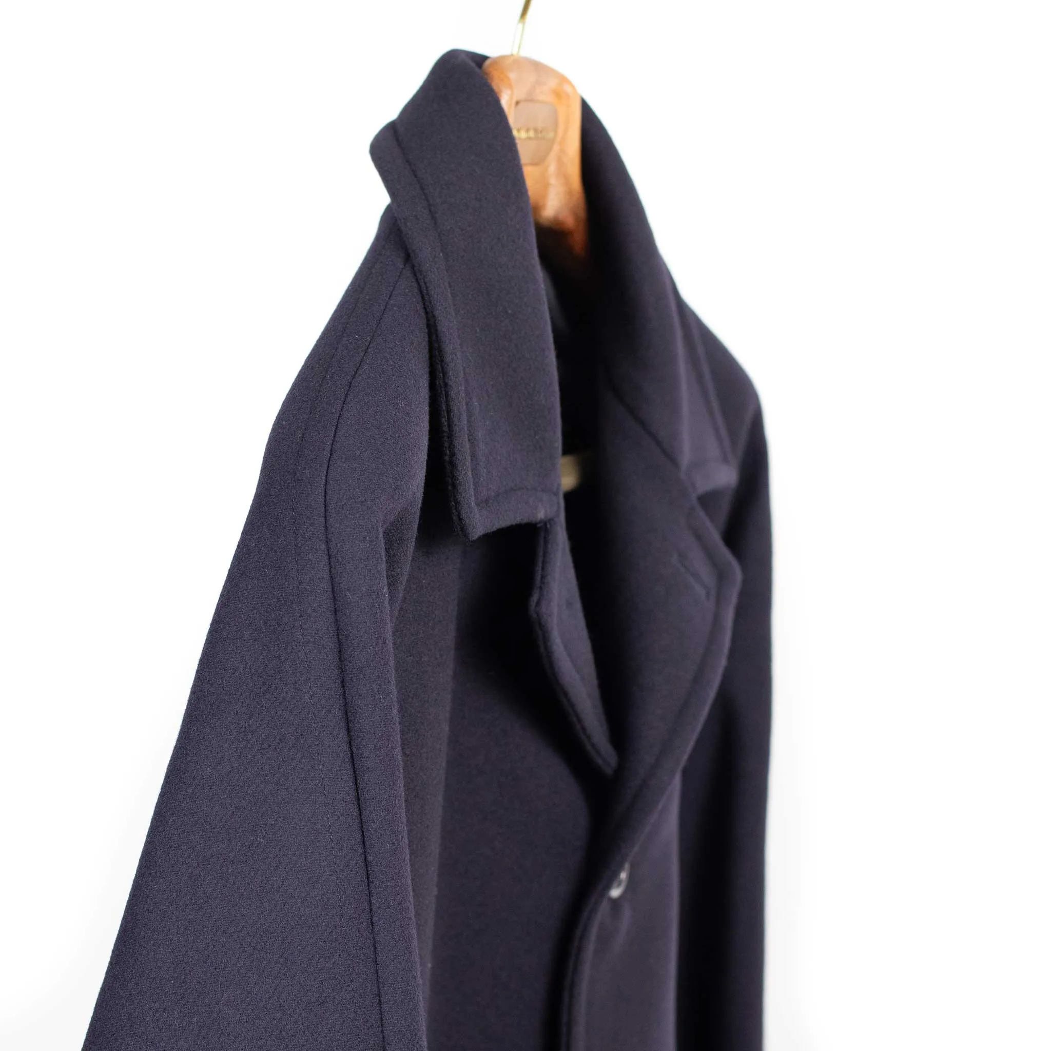 Vittorio raglan coat, navy wool felt