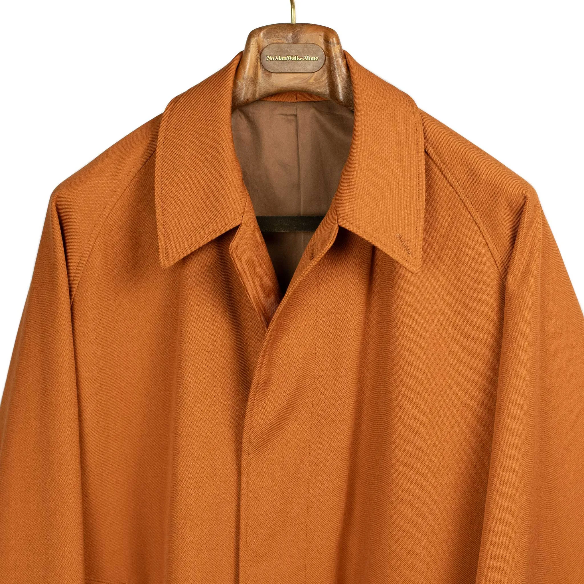 Walker Coat in burnt orange wool and cotton gabardine