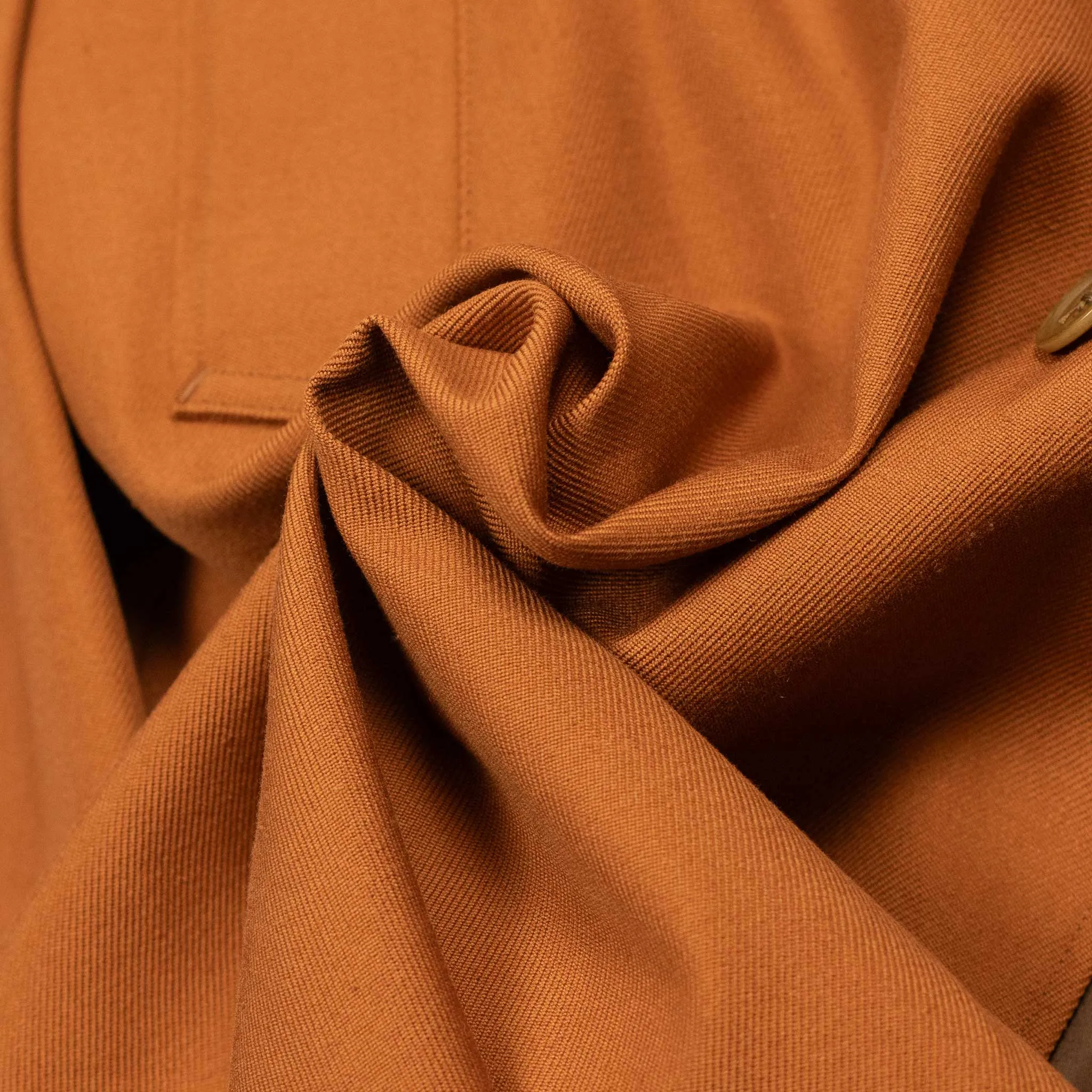 Walker Coat in burnt orange wool and cotton gabardine