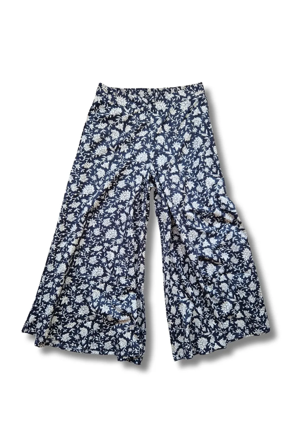 wide leg block print trousers