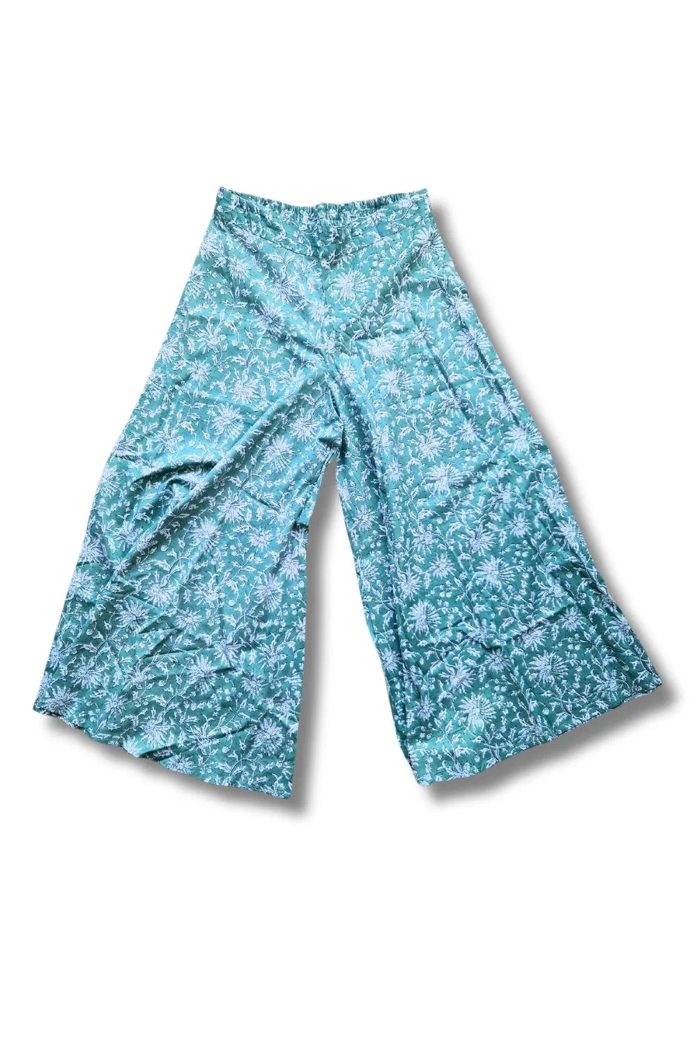 wide leg block print trousers