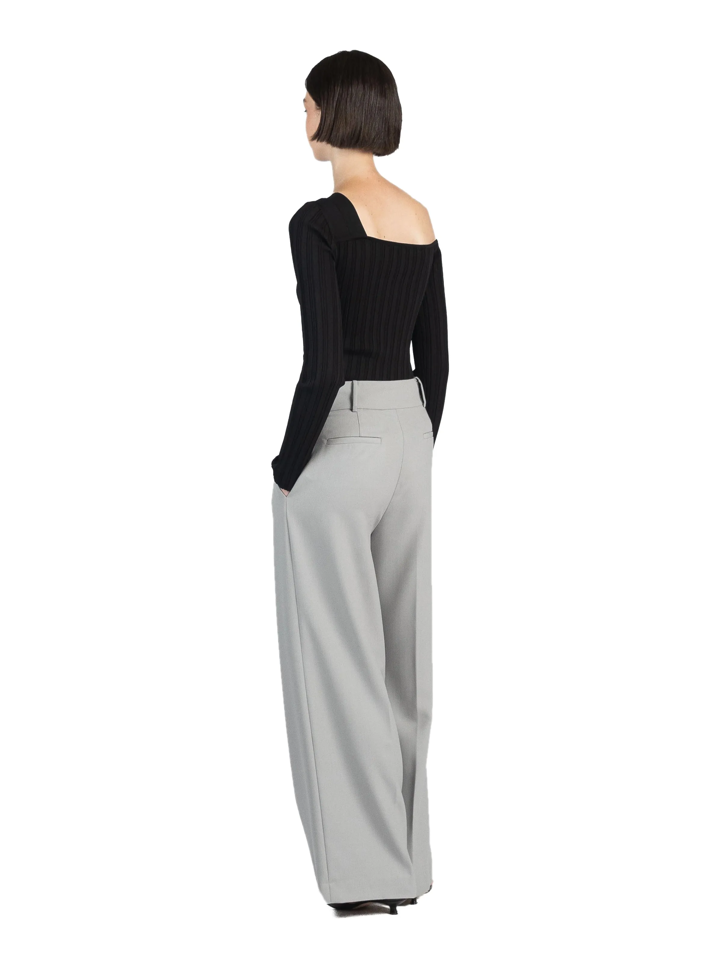 Wide Leg Tailored Trousers Grey