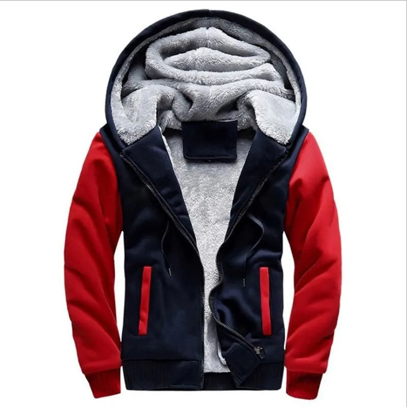 Winter Thick Warm Fleece Zipper Men Hoodies