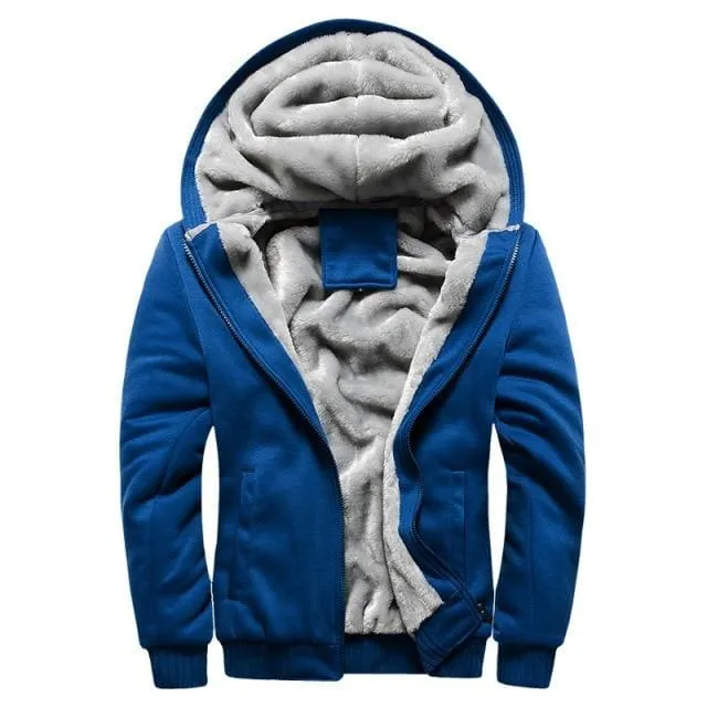 Winter Thick Warm Fleece Zipper Men Hoodies