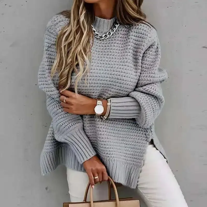 Women Sweaters O-Neck Solid Pullovers Sweater Knitted Tops Long Sleeve Knitted Tops for Women Autumn Jumpers