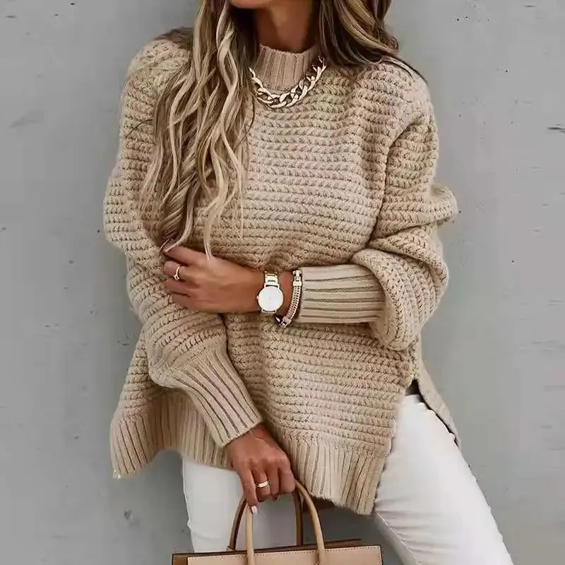 Women Sweaters O-Neck Solid Pullovers Sweater Knitted Tops Long Sleeve Knitted Tops for Women Autumn Jumpers