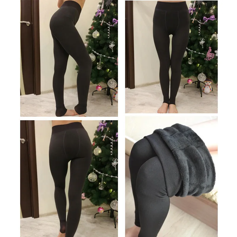 Womens Warm Fleece Lined Leggings Winter Hight Waist Tights Velvet Thermal Pants