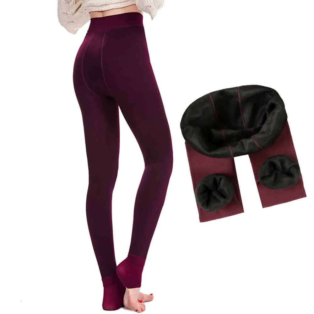 Womens Warm Fleece Lined Leggings Winter Hight Waist Tights Velvet Thermal Pants