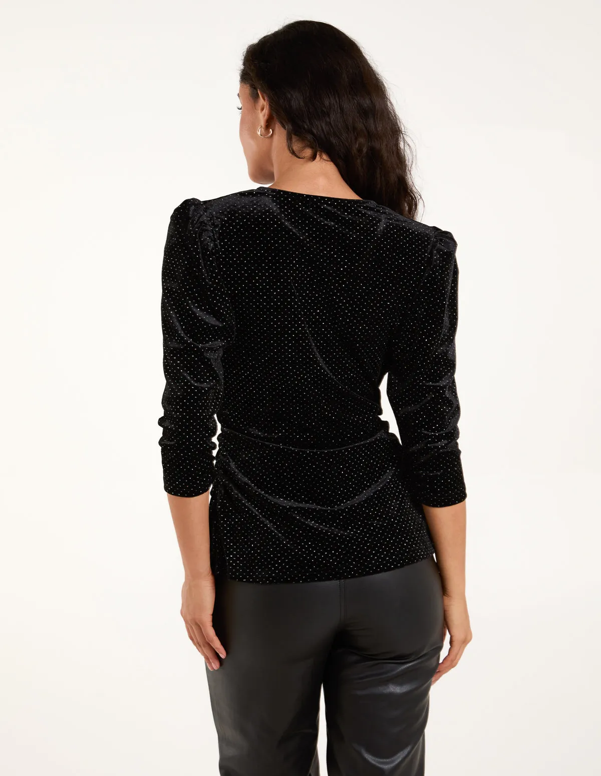 Wrap Glitter Velvet Top